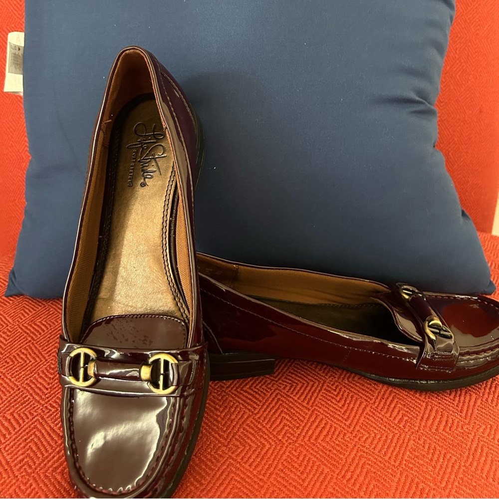 Burgundy leather loafers